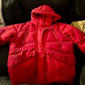 Bold Red Hooded Puffer Jacket